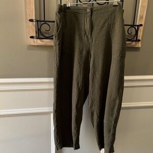J Jill petite M Olive Green Pants linen blend
